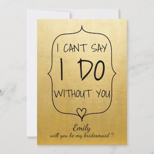 Modern Faux Gold Foil Cute Heart Bridesmaid Kaart (Voorkant)