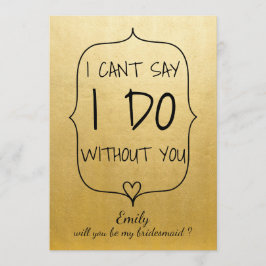 Modern Faux Gold Foil Cute Heart Bridesmaid Kaart