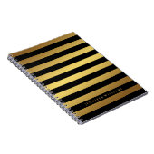 Modern Faux Gold Foil en Black Stripes Notitieboek (Rechterzijde)