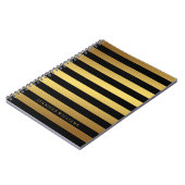 Modern Faux Gold Foil en Black Stripes Notitieboek (Linkerzijde)