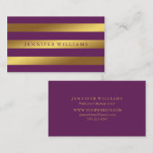 Modern Faux Gold Foil en Plum Stripes Visitekaartje (Voorkant / Achterkant)