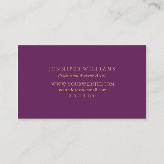 Modern Faux Gold Foil en Plum Stripes Visitekaartje (Achterkant)