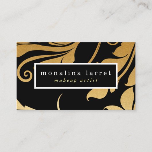 Modern Faux Gold Foil Flourish Pattern Visitekaartje (Voorkant)