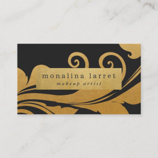 Modern Faux Gold Foil Flourish Pattern Visitekaartje (Voorkant)
