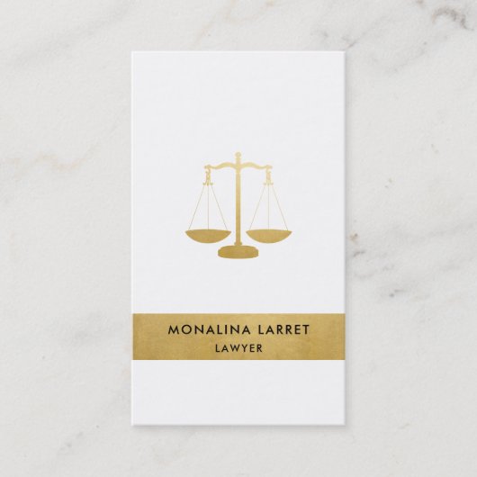 Modern Faux Gold Foil Lawyer Scale Symbol  Visitekaartje (Voorkant)