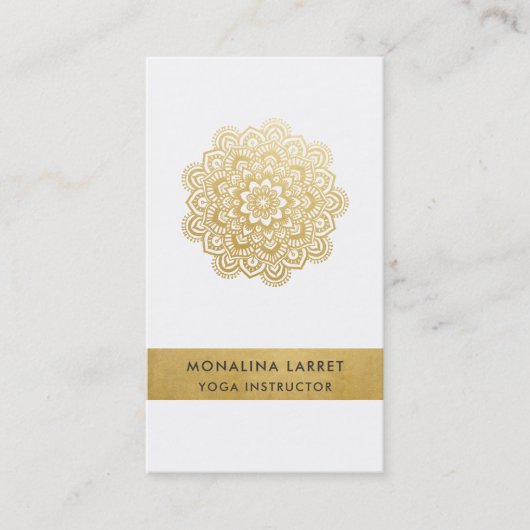Modern Faux Gold Foil Mandala Mehendi Pattern Visitekaartje (Voorkant)