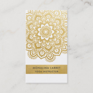 Modern Faux Gold Foil Mandala Mehendi Pattern Visitekaartje