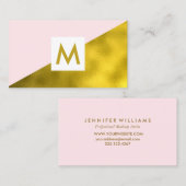 Modern Faux Gold Foil roze Monogram Visitekaartje (Voorkant / Achterkant)