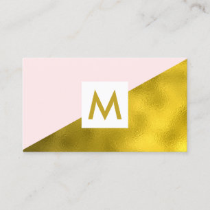 Modern Faux Gold Foil roze Monogram Visitekaartje