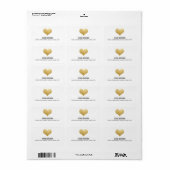 Modern Faux Gold Foil Schattige hart bruiloft Etiket (Full Sheet)