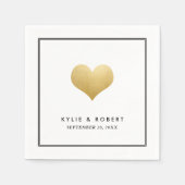 Modern Faux Gold Foil Schattige hart bruiloft Servet (Voorkant)