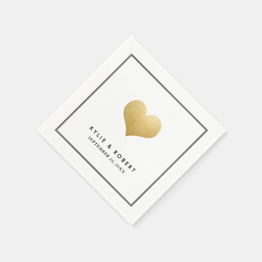 Modern Faux Gold Foil Schattige hart bruiloft Servet (Hoek)