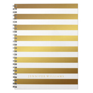 Modern Faux Gold Foil Stripes Pattern Notitieboek