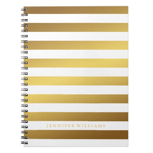 Modern Faux Gold Foil Stripes Pattern Notitieboek (Voorkant)