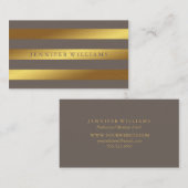 Modern Faux Gold Foil & Taupe Stripes Pattern Visitekaartje (Voorkant / Achterkant)