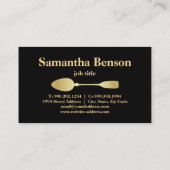 Modern Faux Gold Folie Lepel Catering Logo Zwart Visitekaartje (Achterkant)