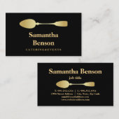 Modern Faux Gold Folie Lepel Catering Logo Zwart Visitekaartje (Voorkant / Achterkant)