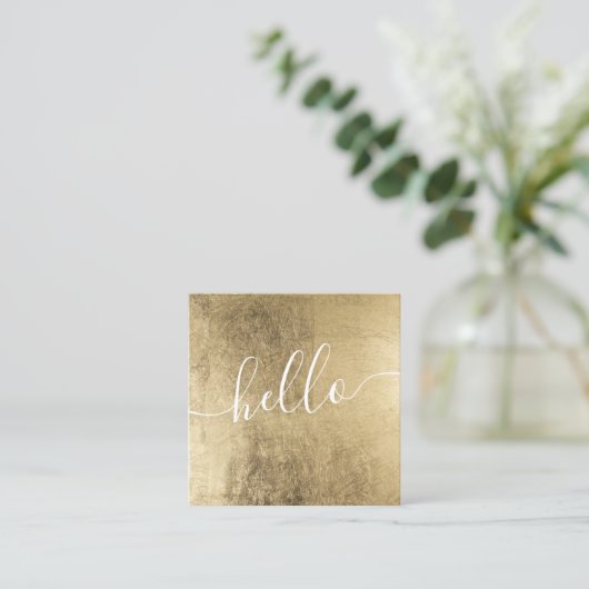 Modern faux Gold folie script schoonheidsmeisjes h Vierkante Visitekaartje (Staand voorkant)
