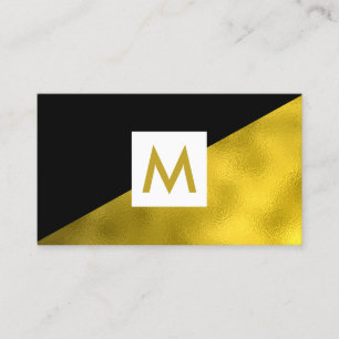 Modern Faux Gold Folie Zwart Monogram Visitekaartje