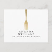 Modern Faux Gold Fork Catering Logo Briefkaart (Voorkant)