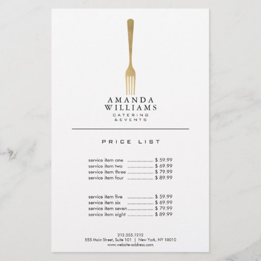 Modern Faux Gold Fork Catering Logo II (Voorkant)