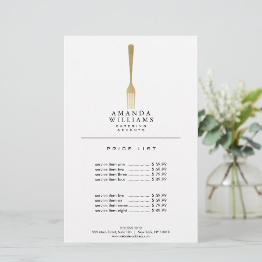 Modern Faux Gold Fork Catering Logo II (Staand voorkant)
