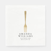 Modern Faux Gold Fork Catering Logo II Servet (Voorkant)