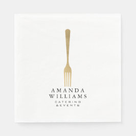 Modern Faux Gold Fork Catering Logo II Servet