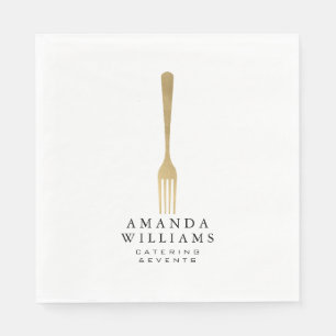 Modern Faux Gold Fork Catering Logo II Servet