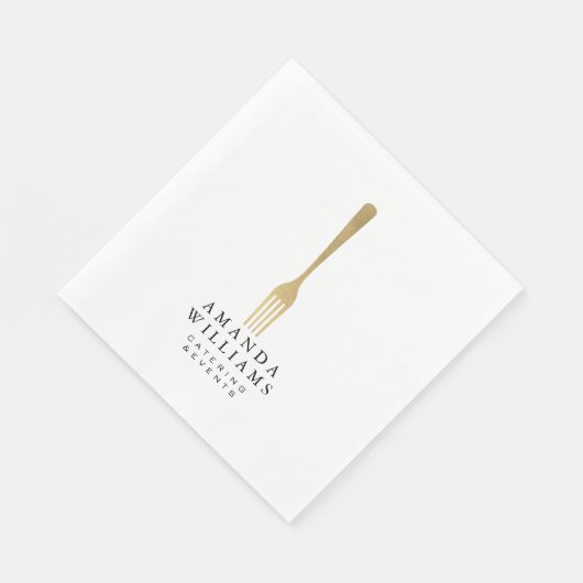 Modern Faux Gold Fork Catering Logo II Servet (Hoek)