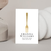 Modern Faux Gold Fork Catering Logo II Visitekaartje