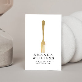 Modern Faux Gold Fork Catering Logo II Visitekaartje