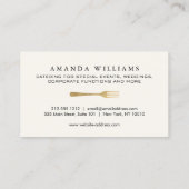 Modern Faux Gold Fork Catering Logo Ivory Visitekaartje (Achterkant)