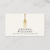 Modern Faux Gold Fork Catering Logo Ivory Visitekaartje (Voorkant)