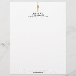 Modern Faux Gold Fork Catering Logo Persoonlijk Briefhoofd