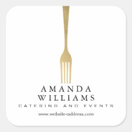 Modern Faux Gold Fork Catering Logo Vierkante Sticker