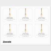 Modern Faux Gold Fork Catering Logo Vierkante Sticker (Vel)