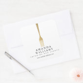Modern Faux Gold Fork Catering Logo Vierkante Sticker (Envelop)