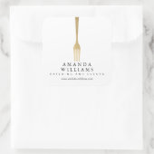 Modern Faux Gold Fork Catering Logo Vierkante Sticker (Tas)