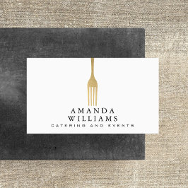 Modern Faux Gold Fork Catering Logo Visitekaartje