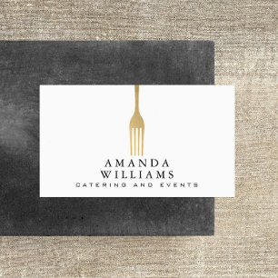 Modern Faux Gold Fork Catering Logo Visitekaartje