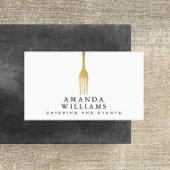 Modern Faux Gold Fork Catering Logo Visitekaartje