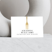 Modern Faux Gold Fork Catering Logo Visitekaartje