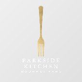 Modern Faux Gold Fork Restaurant Logo Transparant Raamsticker (Vel)