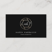 Modern Faux Gold Fotografe Monogram Logo Visitekaartje (Voorkant)