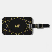Modern Faux Gold Geometric Design met Monogram Bagagelabel (Voorkant horizontaal)