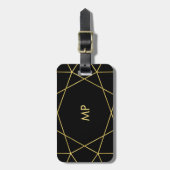 Modern Faux Gold Geometric Design met Monogram Bagagelabel (Voorkant verticaal)