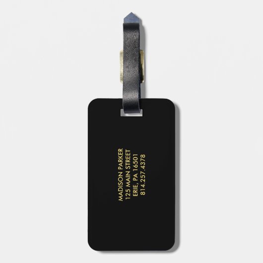 Modern Faux Gold Geometric Design met Monogram Bagagelabel (Achterkant verticaal)