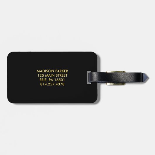 Modern Faux Gold Geometric Design met Monogram Bagagelabel (Achterkant horizontaal)