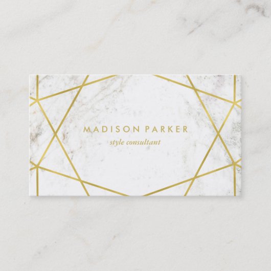Modern Faux Gold Geometric op White Marble Visitekaartje (Voorkant)